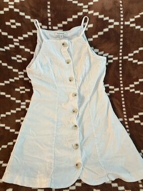 Francesca's Cream Button-Front Spaghetti Strap Mini